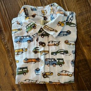 Kids' Maximus Rex Car Print White Button-Up Short Sleeve Shirt Boys Size 4T Cars